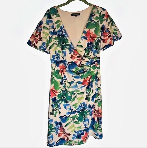 Calvin Klein Dresses & Skirts - Lauren Ralph Lauren floral faux wrap dress puff bubble‎ sleeves new with tags
